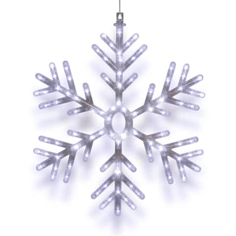 Alpine Corporation 24"H Indoor/Outdoor Hanging Snowflake Decoration with LED Lights