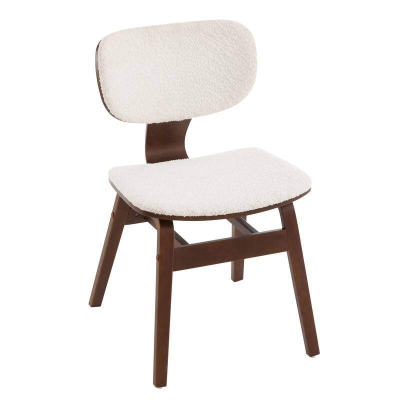 Roomfitters Modern Boucle Dining Chair with Upholstered Seat, Stylish Accent Side Chair for Home Decor, White + Walnut