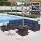 preview thumbnail 82 of 99, Outdoor Patio Furniture Set, All Weather PE Wicker Sectional Conversion Sofa set with Firepit(Optional)