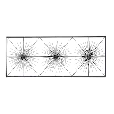 Metal Starburst Sea Urchin Home Wall Decor with Black Frame - Black - Roche River Decor