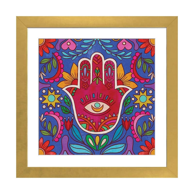 iCanvas "Colorful Hamsa Hand" by Olivia B√ºrki - Gold - 16x16x1