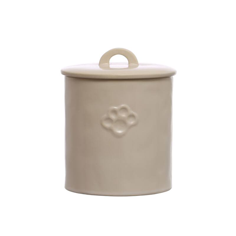 Debossed Stoneware Treat Canister with Paw Print