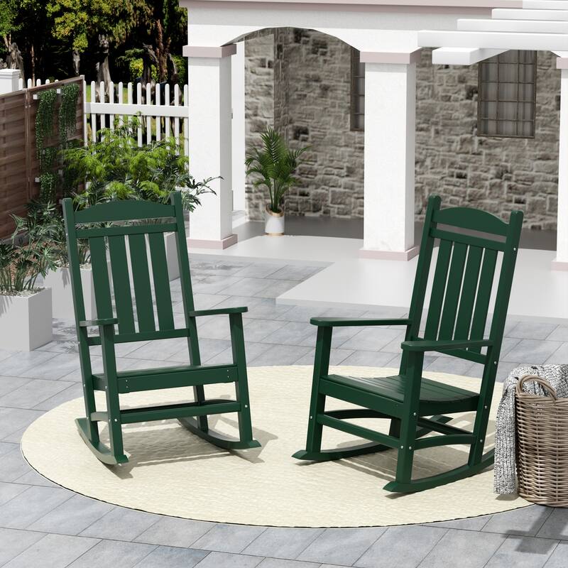 Laguna Hdpe All Weather Outdoor Patio Rocking Chair (Set of 2) - Dark Green