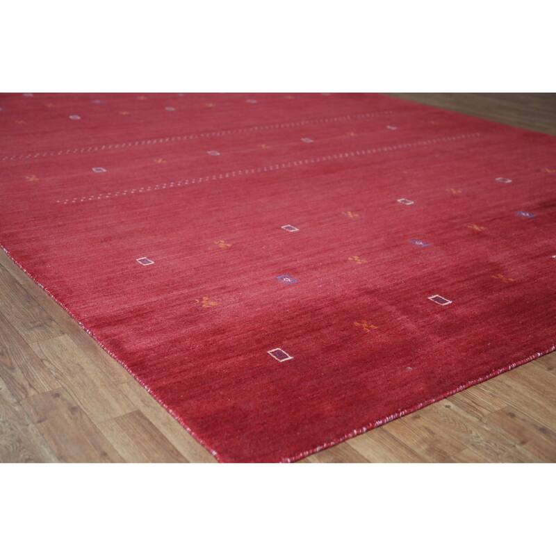 Hand Knotted Oriental 100% Wool Carpet Tribal Tribal Red Gabbeh Area Rug - 11' 4'' X 8' 2''