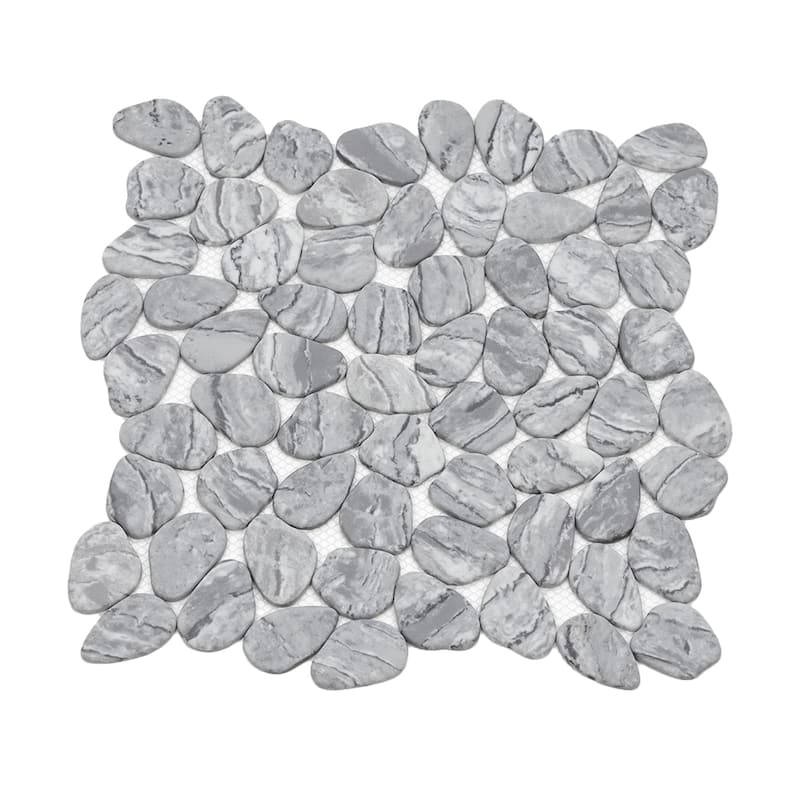 The Tile Life Recycled Cenote Pebble 13x13 Smoke Glass Floor & Wall Tile