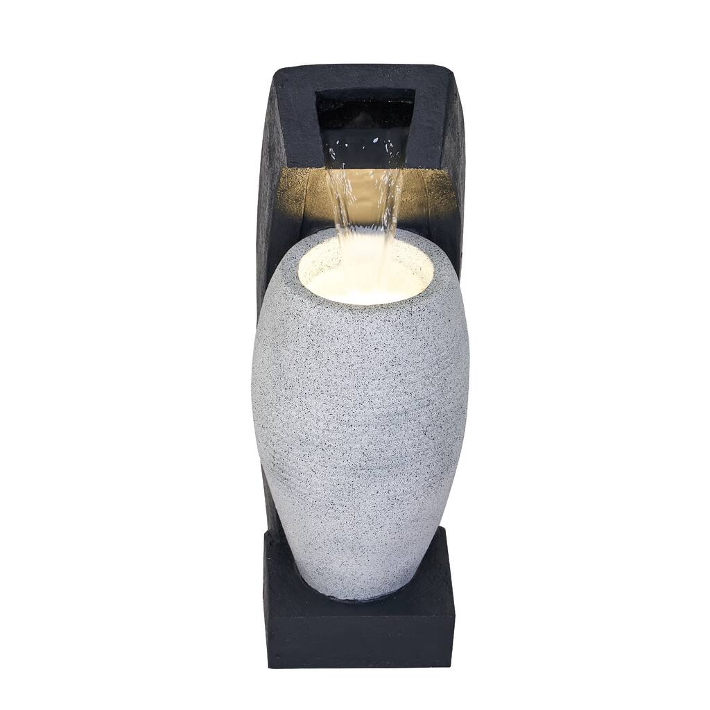 LED Lighted Vase Outdoor Garden Water Fountain- 23.5"