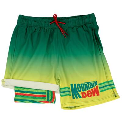 Mountain Dew Retro Logo 6in Inseam Lined Swim Trunks
