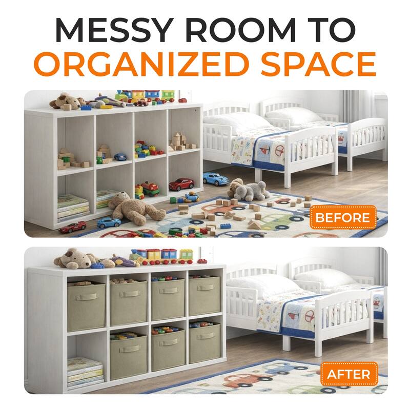 Cheer Collection 6 Pack Fabric Storage Cubes with Dual Handles Collapsible Organizer Bins