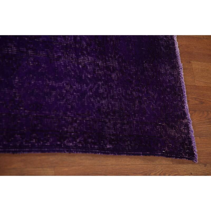 Purple Anatolian Turkish Vintage Area Rug Handmade Wool Carpet - 8'0" x 11'5"