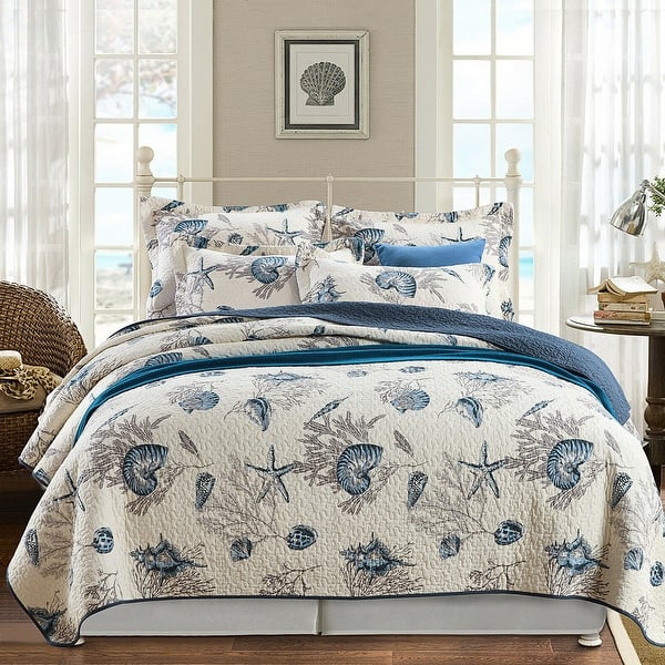 3 Pcs Cotton Bedspread Coverlet Set Printed Quilt King Size Conch - On Sale  - Bed Bath & Beyond - 33535231