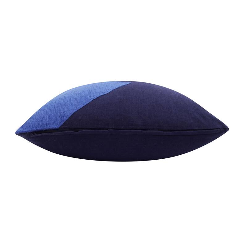 HomeRoots 20" X 20" Cobalt Blue And Navy 100% Cotton Abstract Zippered Pillow