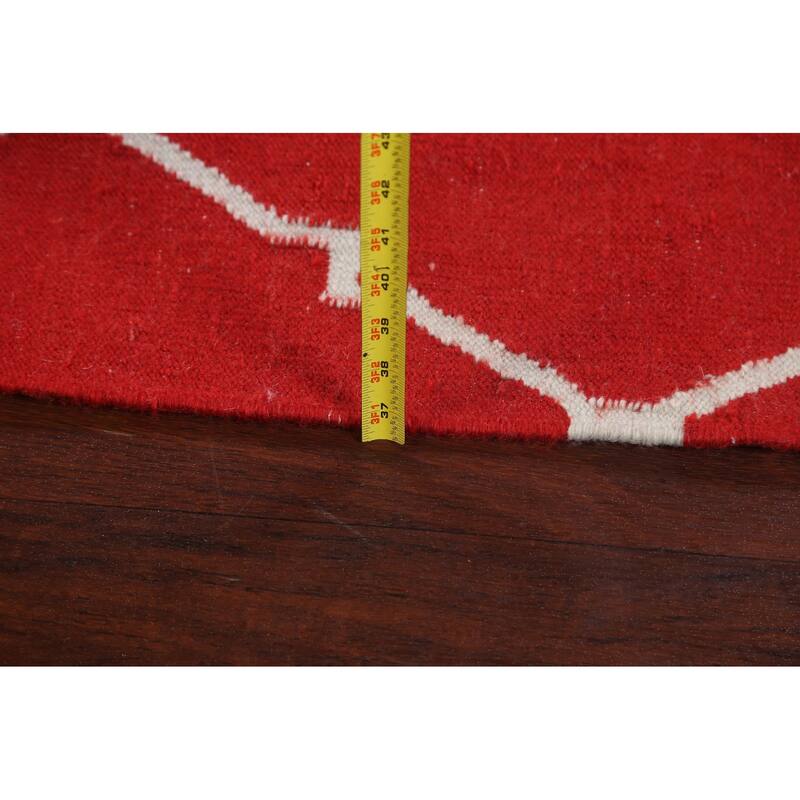 Contemporary Trellis Durrie Kilim Oriental Area Rug Wool Flat-woven - 5'0" x 8'0"