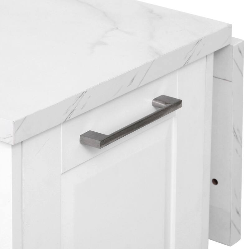 50.7" Kitchen Island with Drop Leaf, Pull Out Cabinet Organizer, Rolling Wheels, Trash Bin and 2 Drawers