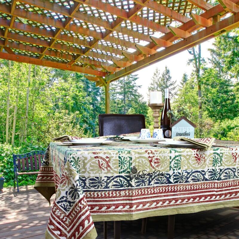 Cotton Sun-kissed Floral Tablecloth Collection