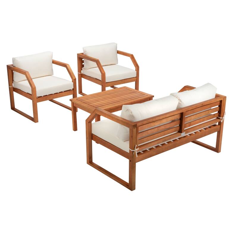 SAFAVIEH Outdoor Keyla 4-Piece Living Set - 46Wx20Dx15H