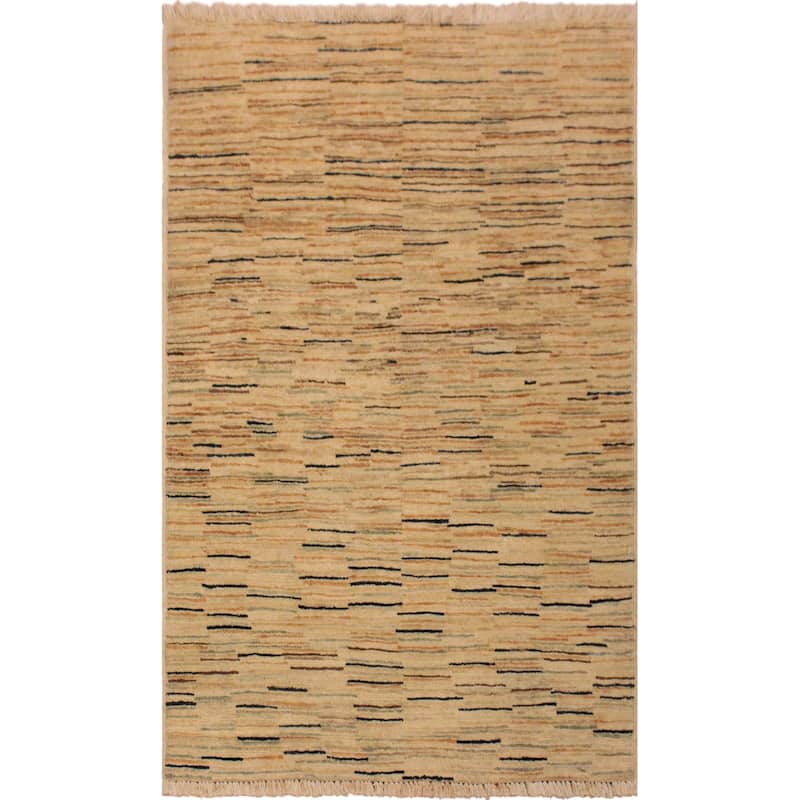 Boho Earthline Gabbeh Hand Knotted Wool Area Rug - 2'8'' x 3'11'' - Beige/Orange/Blue/Green