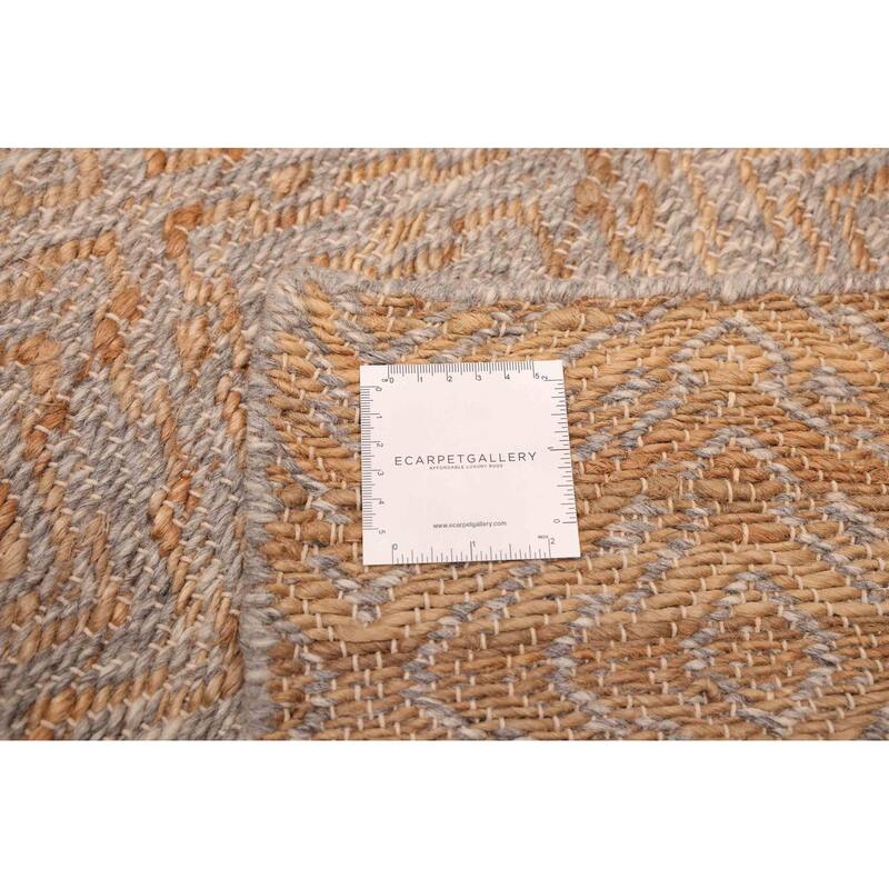 ECARPETGALLERY Flat-Weave Palas Denizli Light Grey, Tan Kilim - 5'4 x 7'4