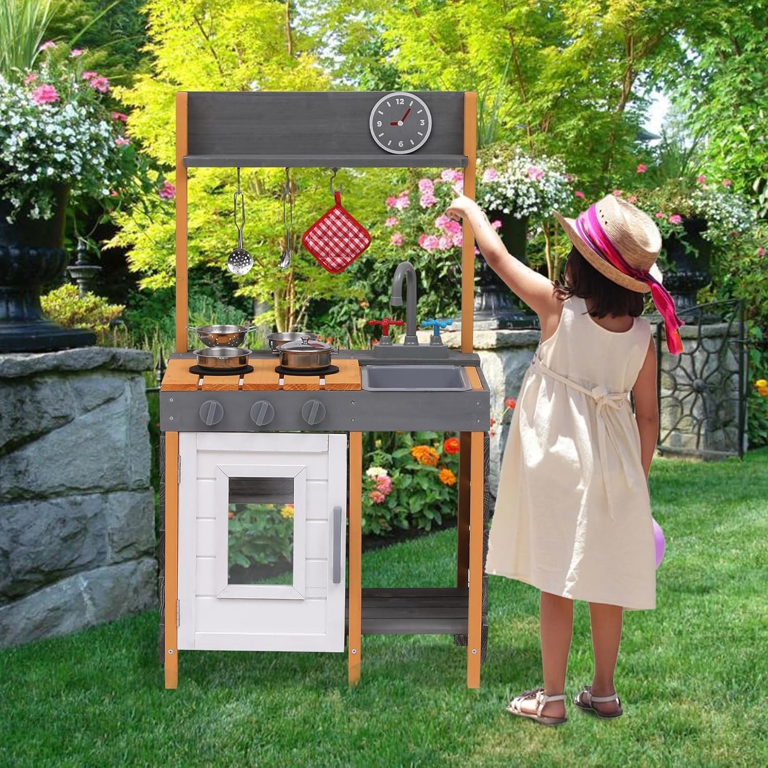 Wooden Mud Kitchen for Kids, Outdoor Play Kitchen Playset buybuy