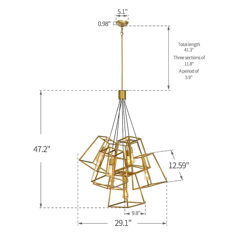 7-Light Multi Cage Industrial Pendant Lamp Stairway Chandelier