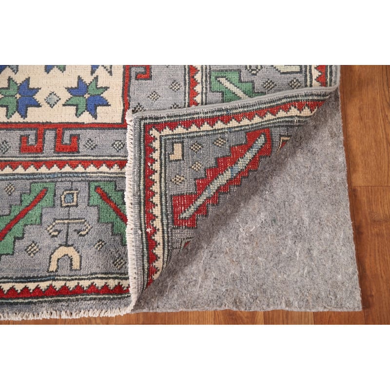 Geometric Kazak Area Rug Handmade Wool Carpet - 5'11" x 8'10"