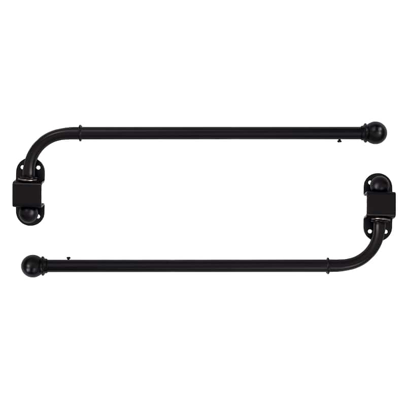 Adjustable Swing Arm Metal Window Curtain Rods (Set of 2) - 14"-24" - Matte Black