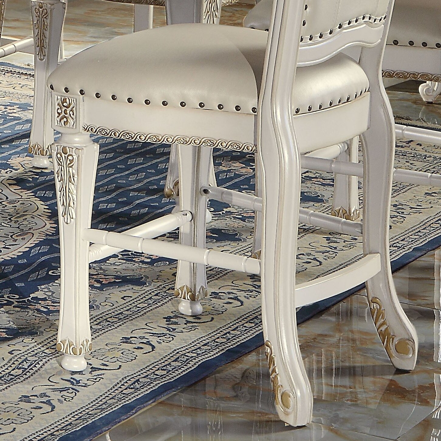 Antique Pearl Counter Height Chair with Nailhead Trim (Set of 2