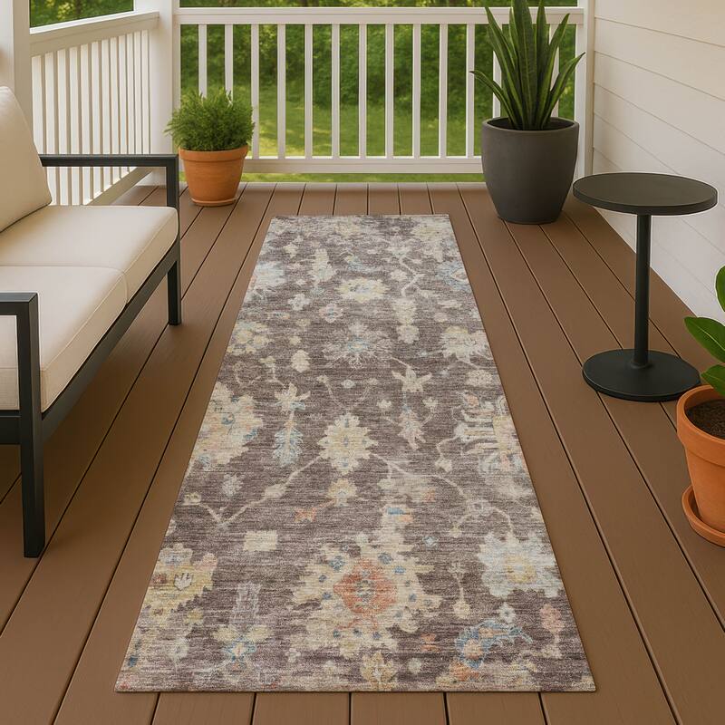 Machine Washable Indoor/ Outdoor Casual Traditional Chantille Rug - 2'3" x 7'6" - Chocolate