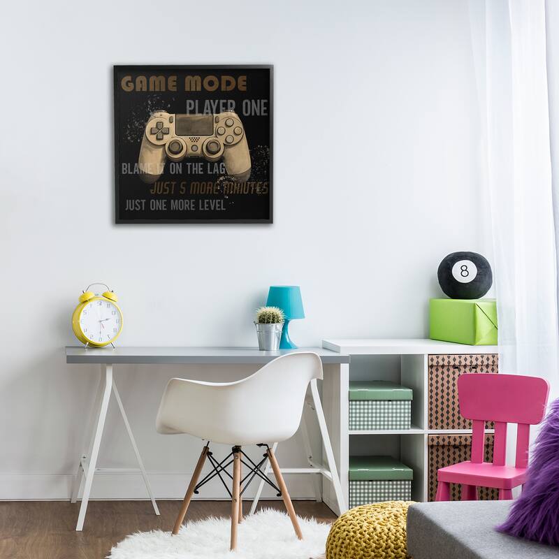 Stupell Gamer Phrases Vintage Style Framed Giclee Art Design By Kim Allen