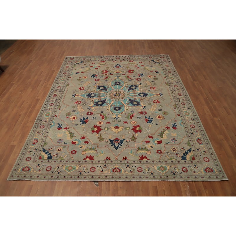 Hand Knotted Oriental 100% Wool Carpet Traditional Floral Greys & Charcoal Kazak Area Rug - 10' 3'' X 8' 0''
