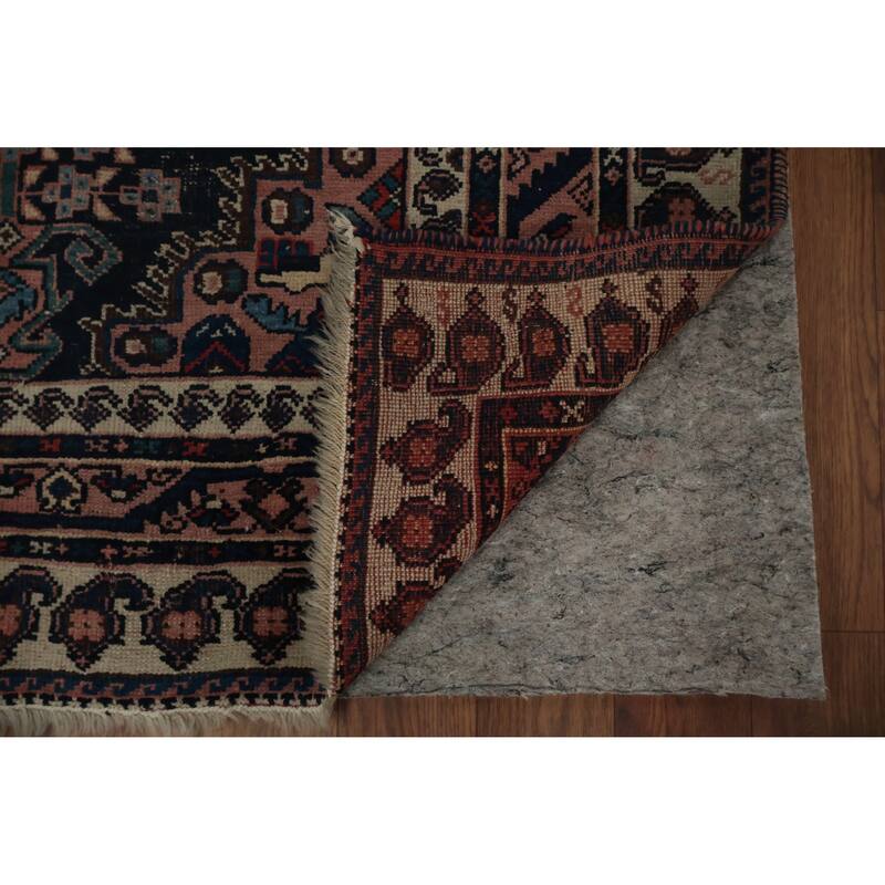Hand Knotted Oriental 100% Wool Carpet Traditional Geometric Navy Blue & Blues Afshar Area Rug - 3' 10'' X 3' 1''