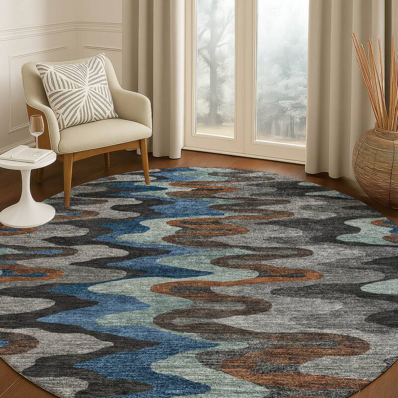 Machine Washable Indoor/ Outdoor Modern Mason Chantille Rug
