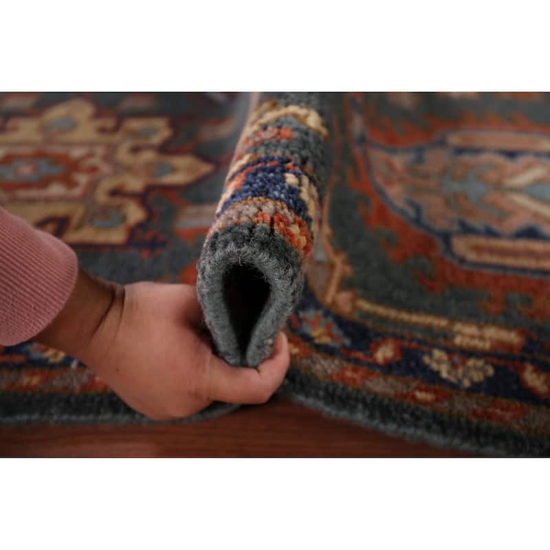 Geometric Oushak Indian Accent Rug Handmade Wool Carpet - 4'1" x 6'2"