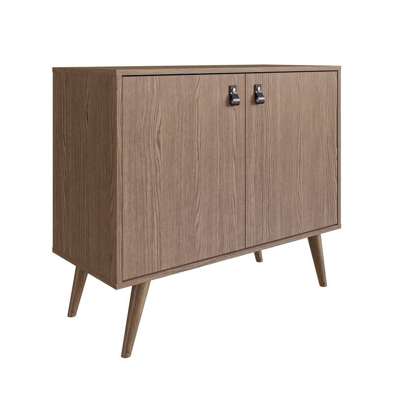 Manhattan Comfort Amber Accent Cabinet with Faux Leather Handles in Blue and Nature