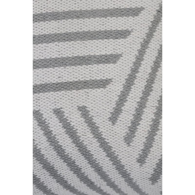20" White with Gray Geometric Stripes Square Throw Pillow
