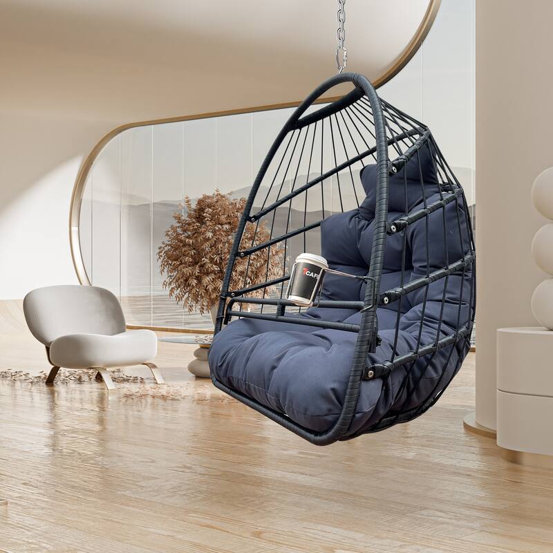 Rattan Hanging Egg Chair with Cushion