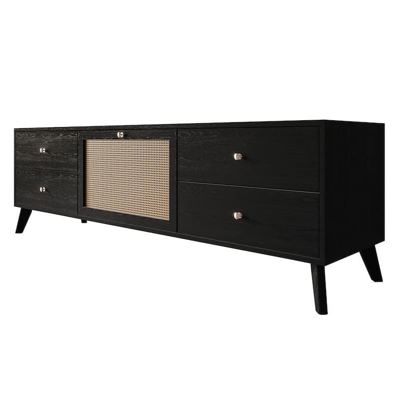 CraftPorch Mid-Century Modern Black TV Stand Console