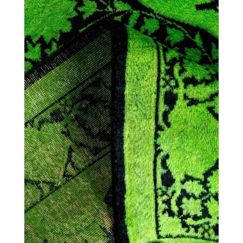 Overton Hand Knotted Wool Vintage Inspired Modern Contemporary Overdyed Green Area Rug - 3' 2" x 5' 4"