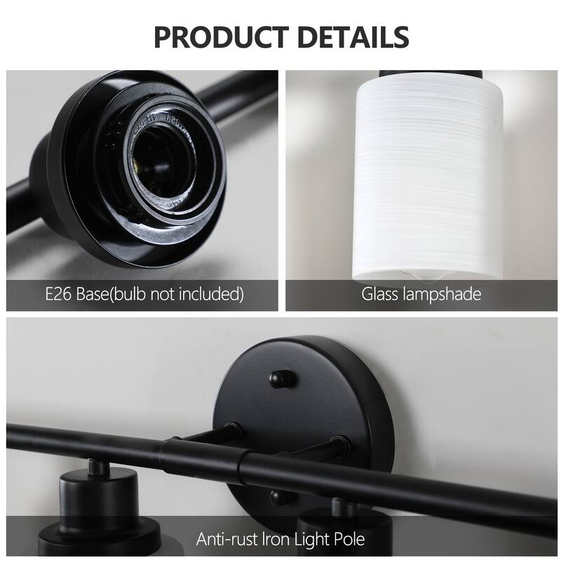 52" Modern 8-Light Vanity Wall Sconce,with Frosted Glass Shades for Bathroom or Hallway Lighting (No Bulbs)