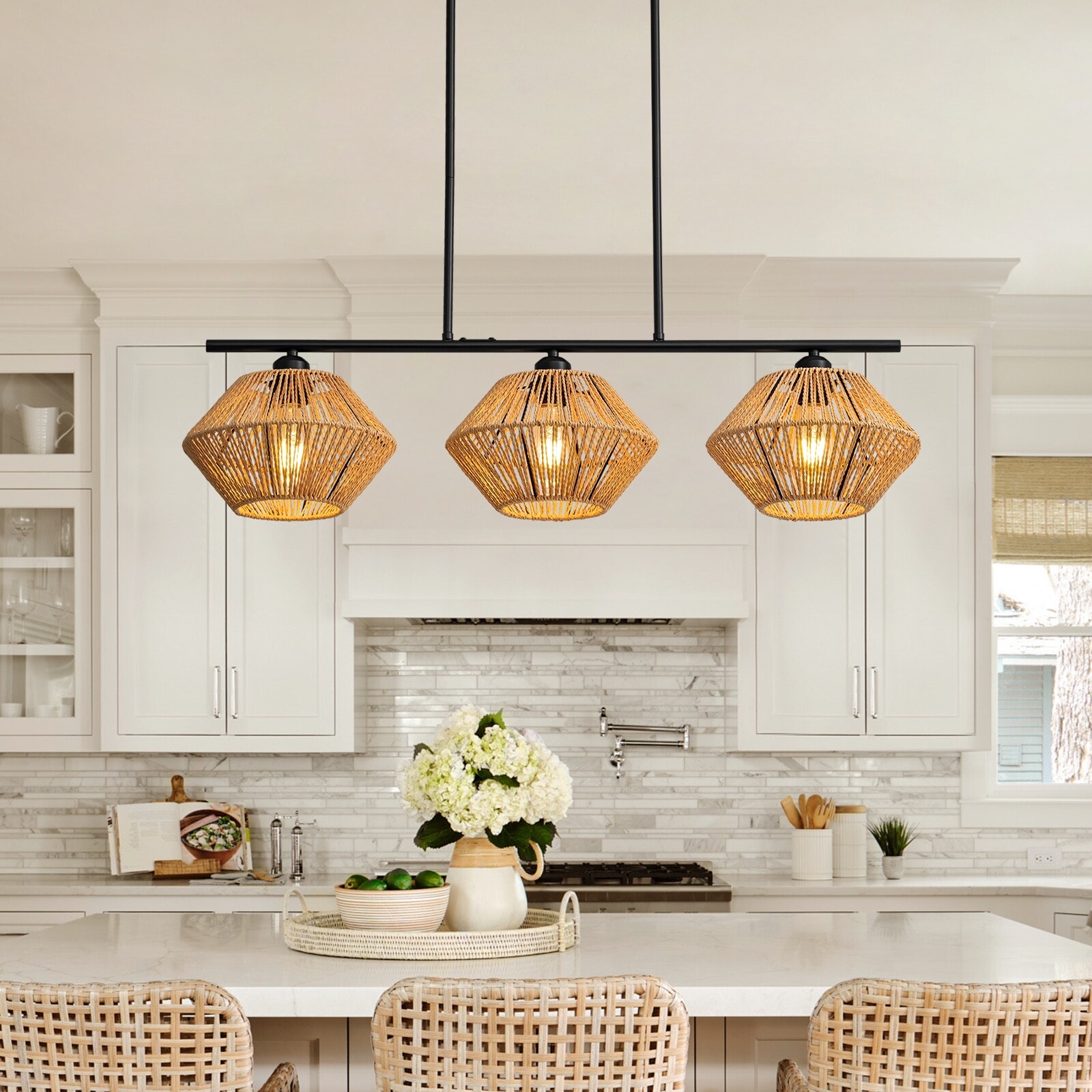 Farmhouse Rattan Chandeliers Bed Bath Beyond