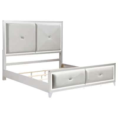 Larue Contemporary Leatherette Wood Panel Bed Silver