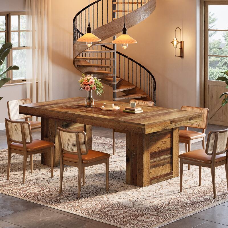 63'' Large Dining Table for 6, Rectangle Wooden Kitchen Table for Dining Room, Family Meals, Banquets & Dinner Parties