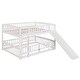 preview thumbnail 3 of 42, Contemporary Modern Style Full Over Full Low Bunk Bed,Solid Wood Bed with Fence and Ladder for Kids,Versatile Bunk Bed