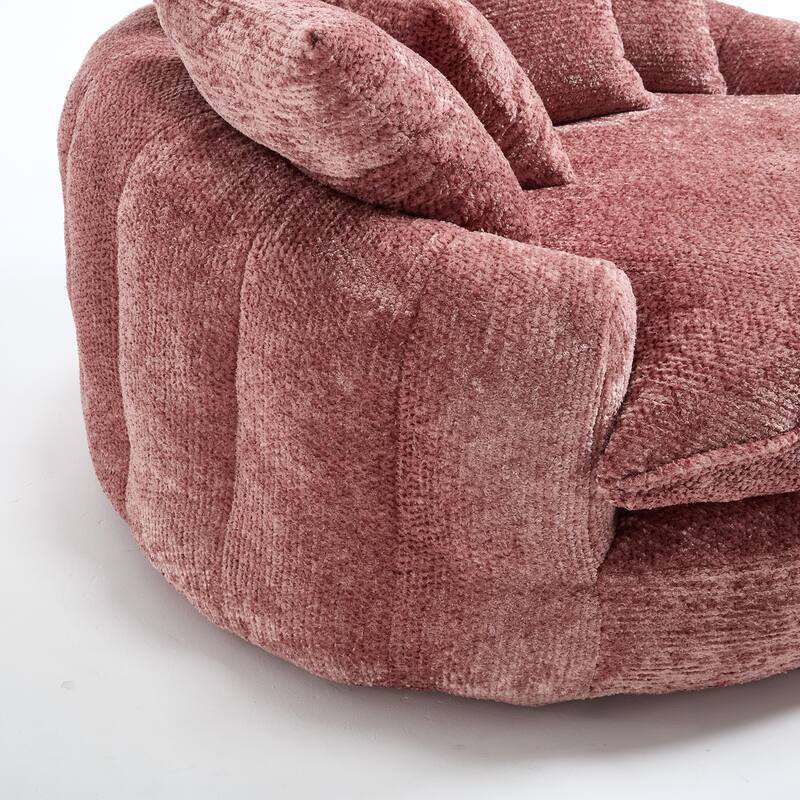 55" Modern Long Polyester Foam Round Bean Bag Sofa Chair with Pillows