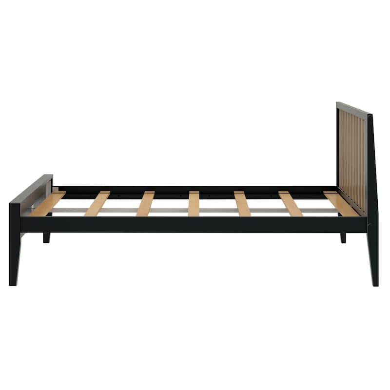 Plank and Beam Modern Full-Size Bed with Slatted Headboard