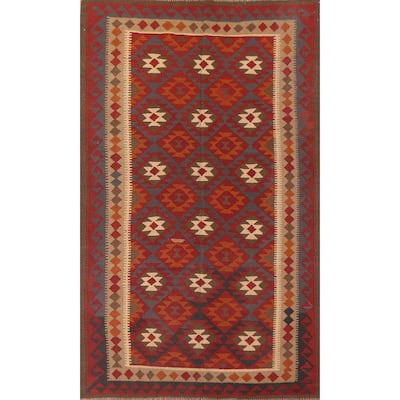 Reversible Tribal Kilim Oriental Rug Hand-woven Bedroom Wool Carpet - 6'3" x 9'10"