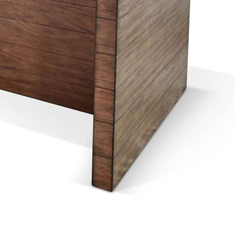 Wedy Dining Table, 86 Inch Rectangular Top, Dark Brown Wood Block Base - Dark Brown