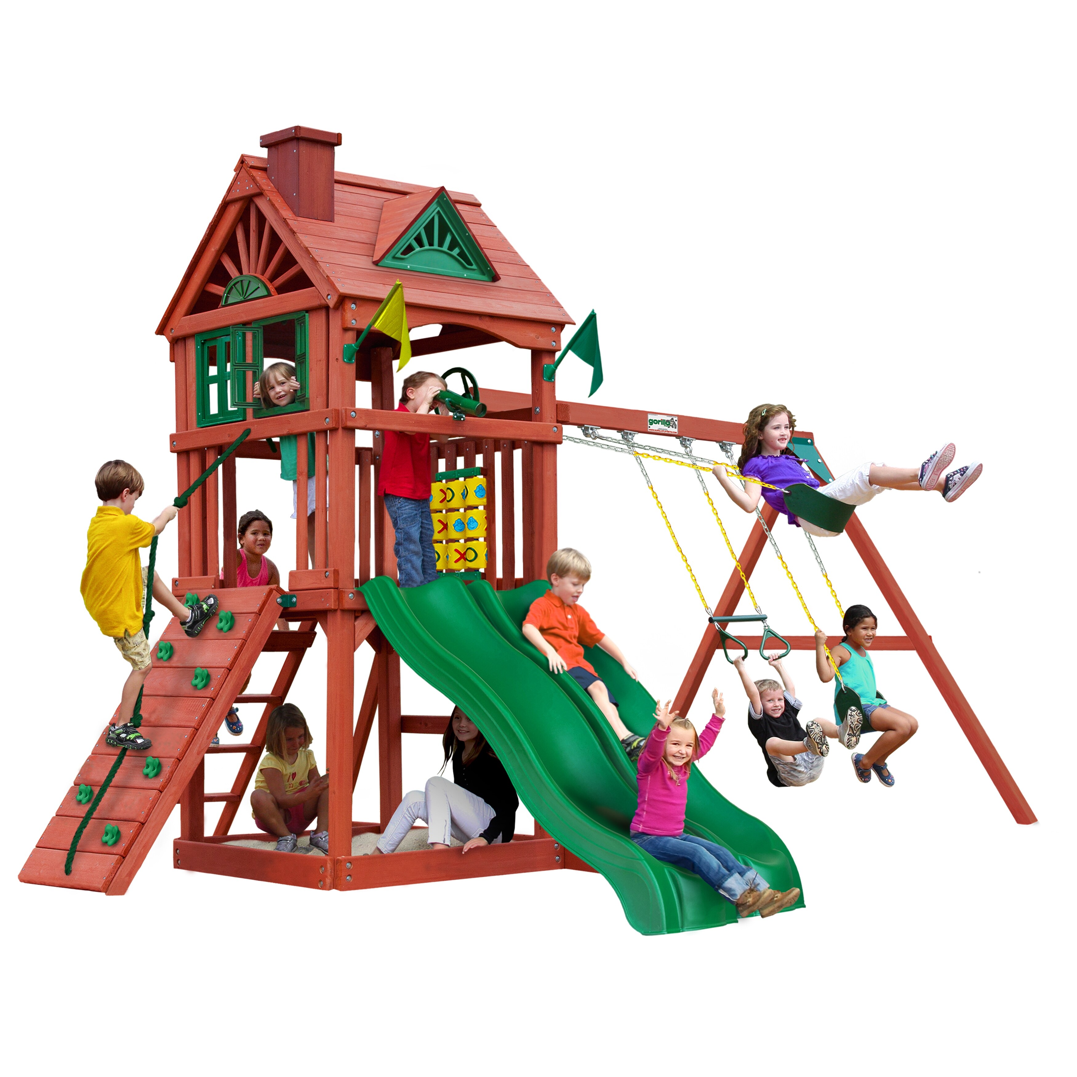 Gorilla Playsets Double Down II Wooden Swing Set with Dual