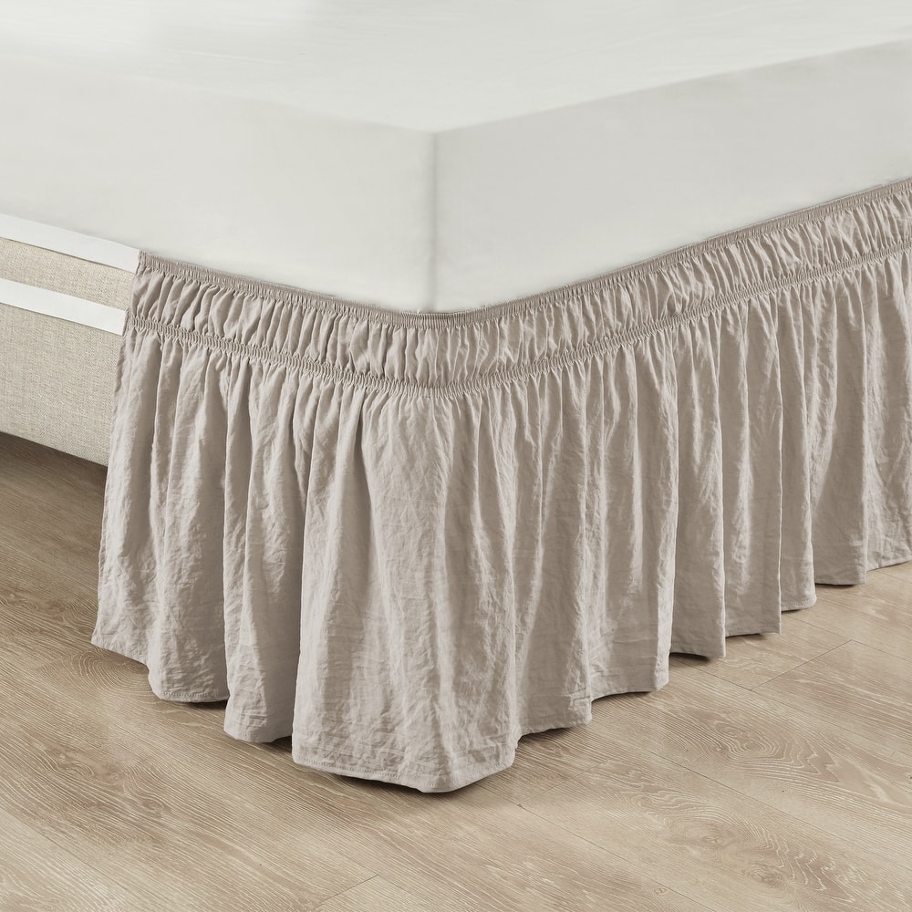 Lush Decor Ruched Ruffle Elastic Easy Wrap Around Bedskirt