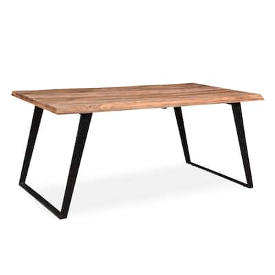 Carbon Loft Live Edge Dining Table with Black Iron Legs (India)