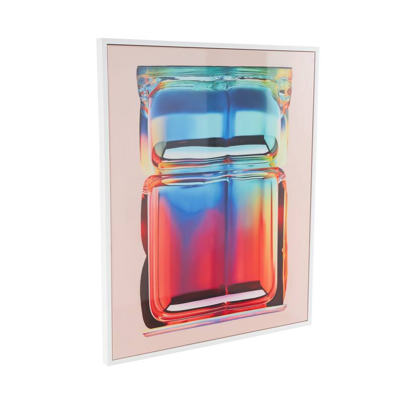 Canvas Abstract Cube Framed Wall Art with White Frame - Multi Colored - Roche River Decor